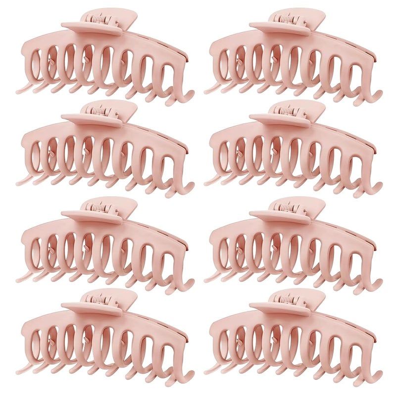 TOCESS Hair Claw Clips for Women - 8PK Large Neutral Matte Jumbo Hair Clips for Thick, Thin, Long, Short, Curly Hair Girls, Big Jaw Clip Set for Daily Use(Rosewater Pink) - Image 1
